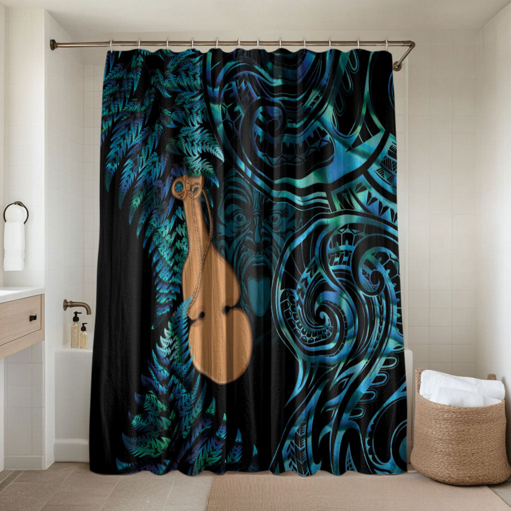 Kotiate New Zealand Bathroom Set Maori Weapon Paua Shell Haka Fern LT14 Shower Curtain Only Turquoise - Polynesian Pride