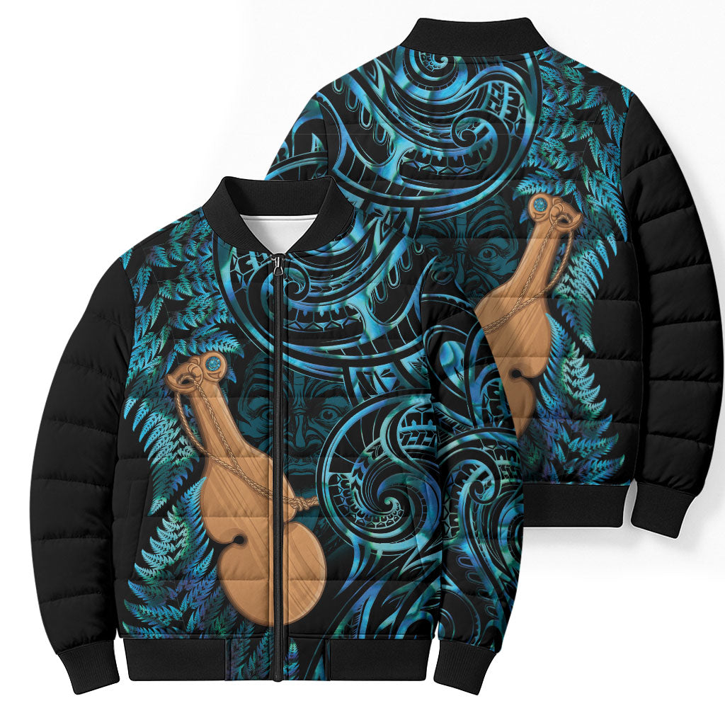 Kotiate New Zealand Bomber Puffer Jacket Maori Weapon Paua Shell Haka Fern LT14 - Polynesian Pride