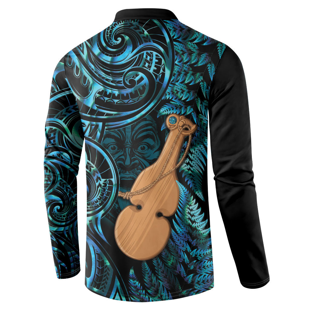 Kotiate New Zealand Button Sweatshirt Maori Weapon Paua Shell Haka Fern