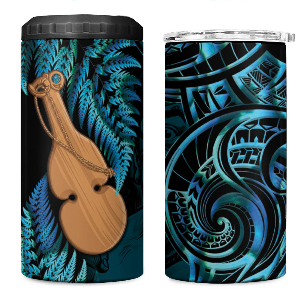 Kotiate New Zealand 4 in 1 Can Cooler Tumbler Maori Weapon Paua Shell Haka Fern LT14 One Size: 16 oz Turquoise - Polynesian Pride