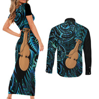 Kotiate New Zealand Couples Matching Short Sleeve Bodycon Dress and Long Sleeve Button Shirt Maori Weapon Paua Shell Haka Fern LT14 - Polynesian Pride