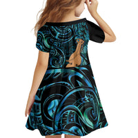 Kotiate New Zealand Family Matching Off The Shoulder Long Sleeve Dress and Hawaiian Shirt Maori Weapon Paua Shell Haka Fern LT14 - Polynesian Pride