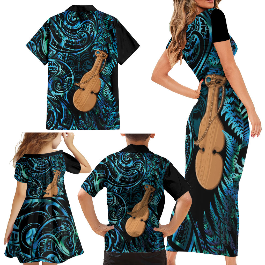 Kotiate New Zealand Family Matching Short Sleeve Bodycon Dress and Hawaiian Shirt Maori Weapon Paua Shell Haka Fern LT14 - Polynesian Pride