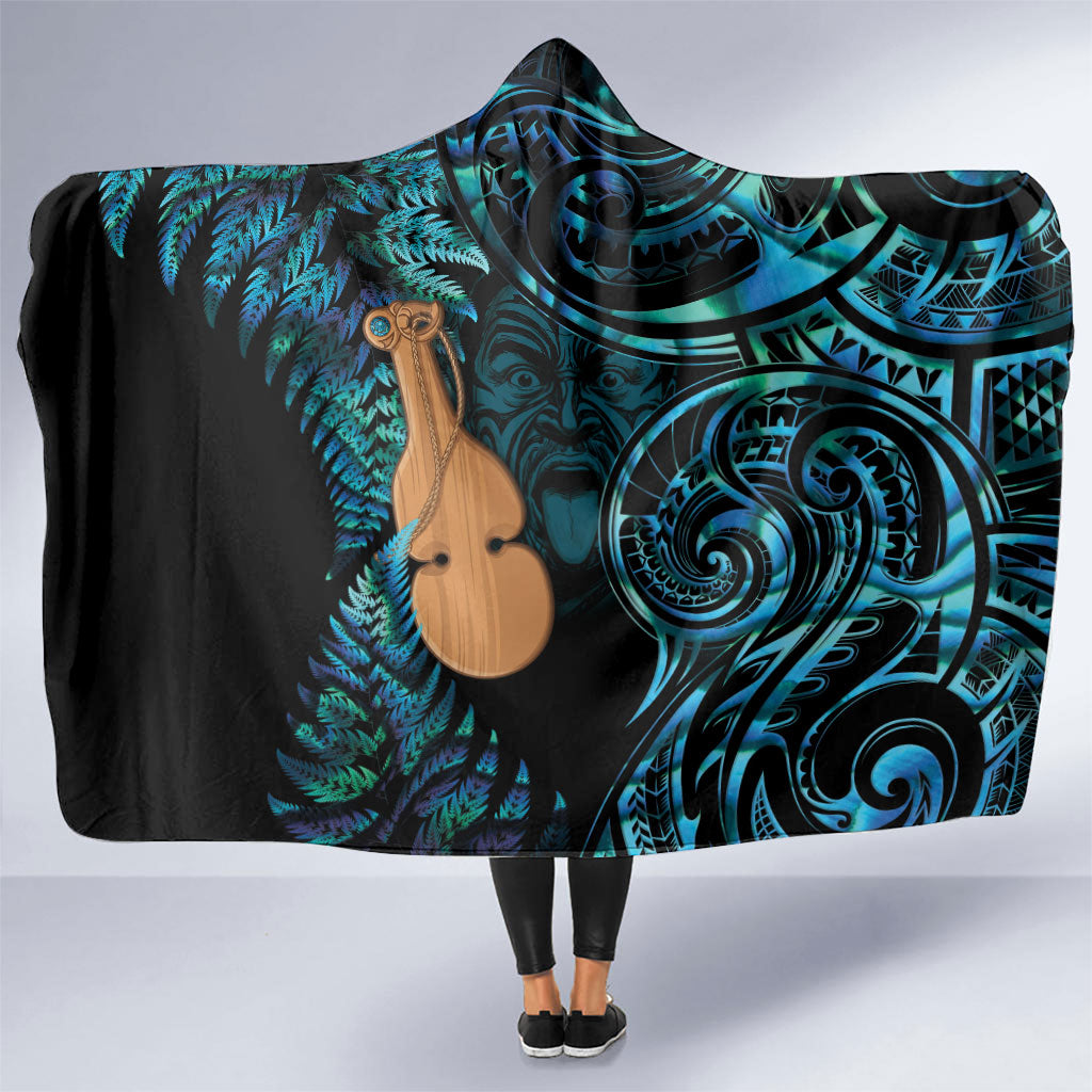 Kotiate New Zealand Hooded Blanket Maori Weapon Paua Shell Haka Fern LT14 One Size Turquoise - Polynesian Pride