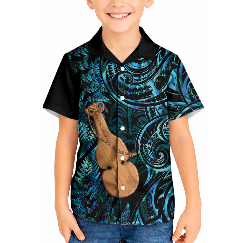 Kotiate New Zealand Kid Hawaiian Shirt Maori Weapon Paua Shell Haka Fern LT14 Kid Turquoise - Polynesian Pride
