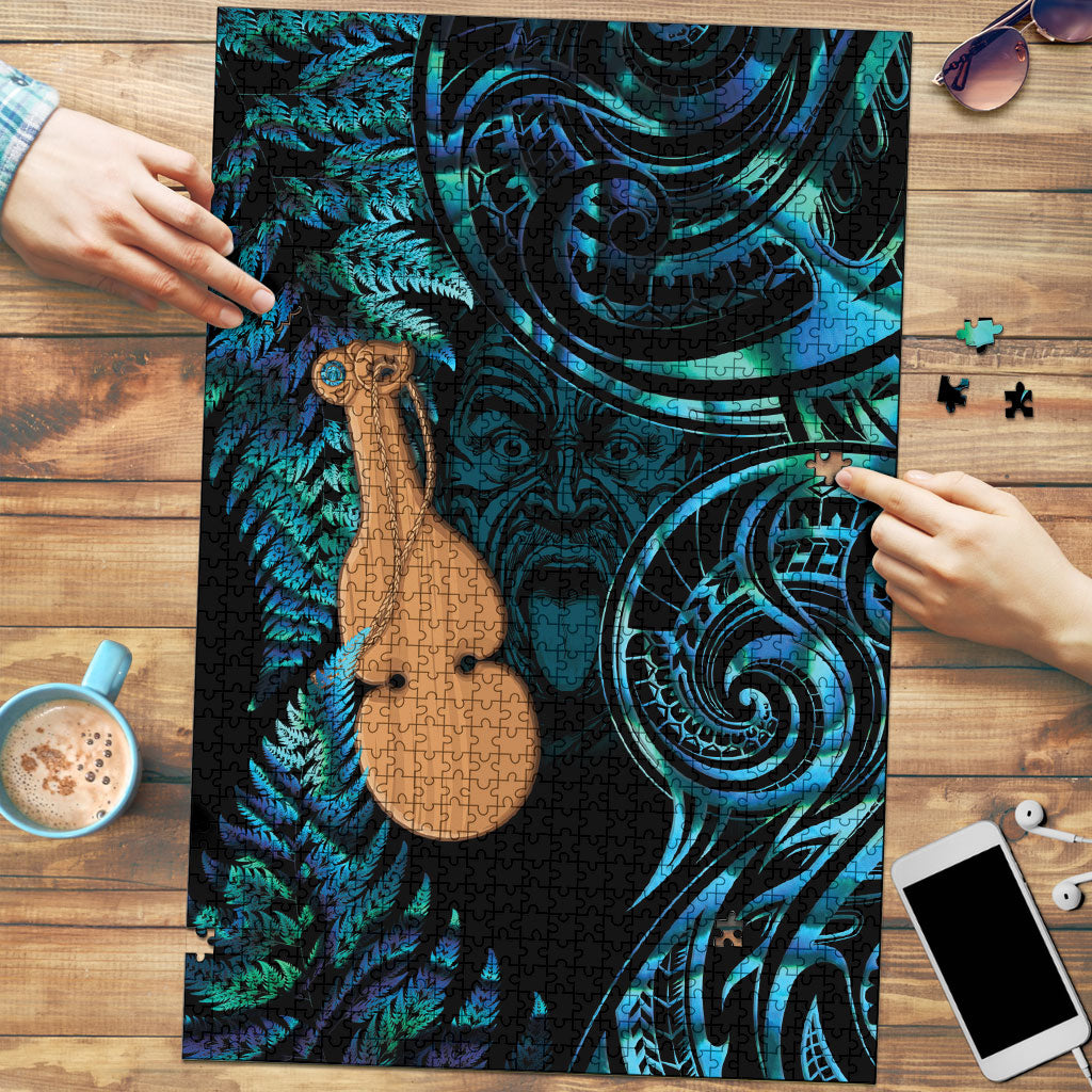 Kotiate New Zealand Puzzle Maori Weapon Paua Shell Haka Fern LT14 Turquoise - Polynesian Pride