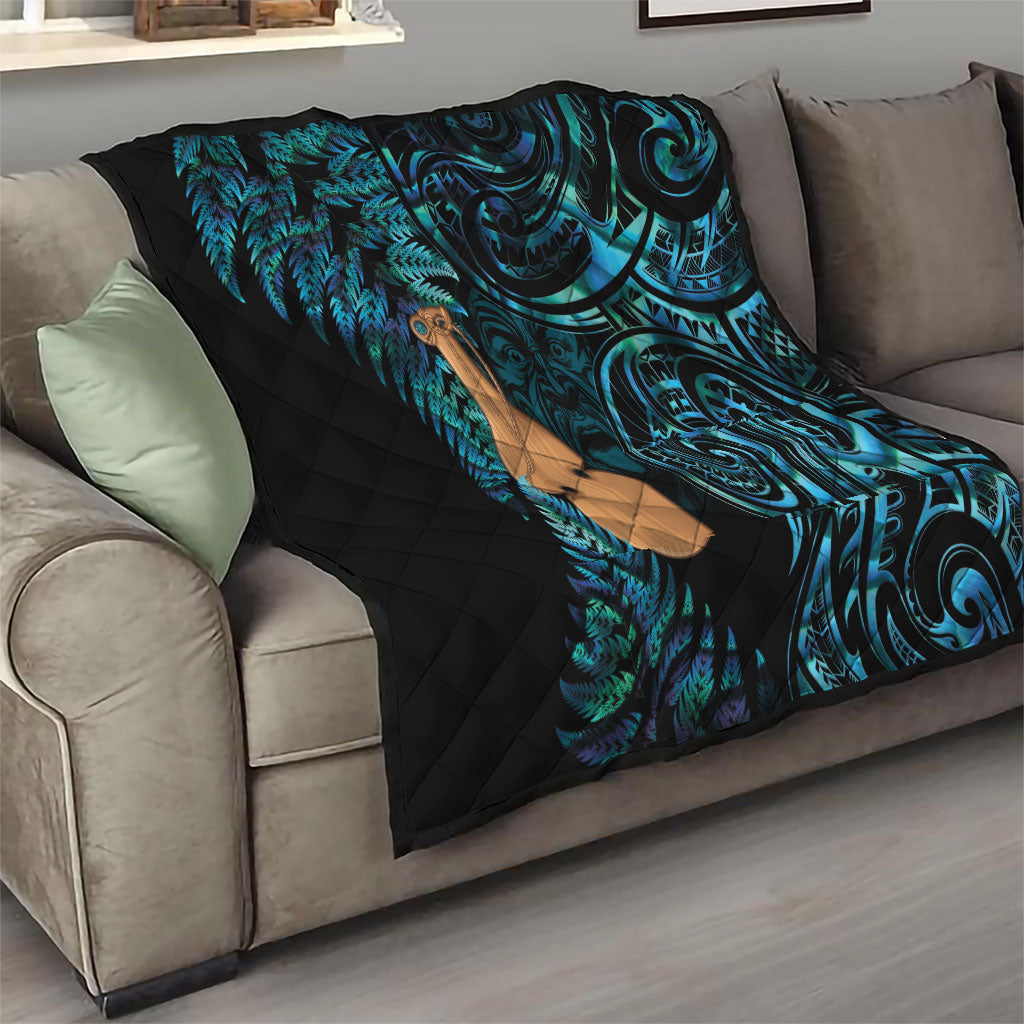 Kotiate New Zealand Quilt Maori Weapon Paua Shell Haka Fern LT14 - Polynesian Pride
