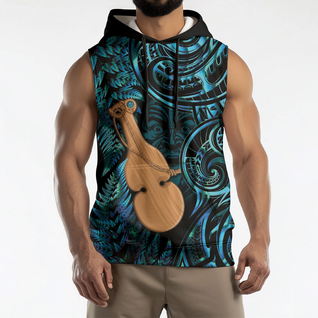 Kotiate New Zealand Sleeveless Hoodie Maori Weapon Paua Shell Haka Fern LT14 - Polynesian Pride