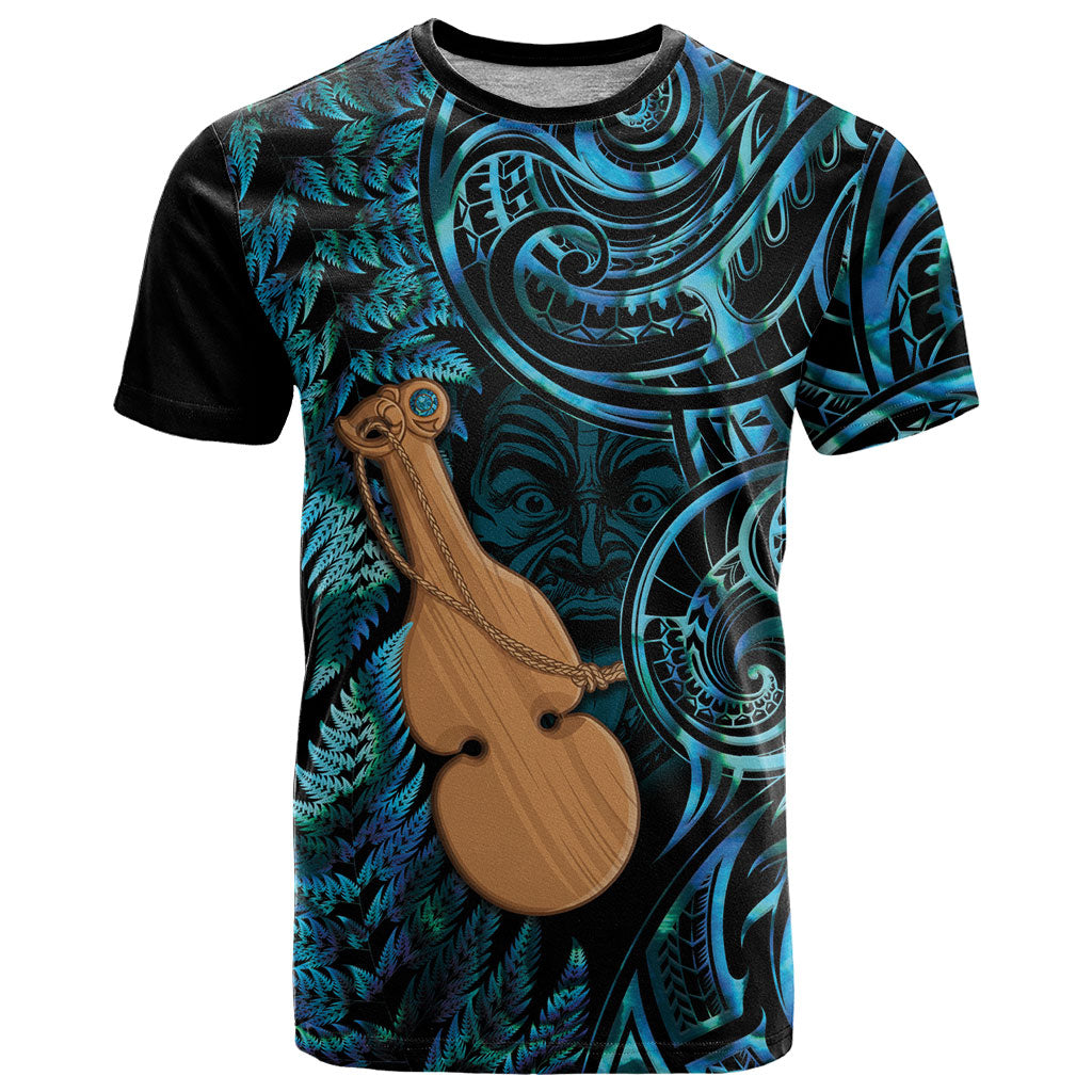 Kotiate New Zealand T Shirt Maori Weapon Paua Shell Haka Fern LT14 Turquoise - Polynesian Pride