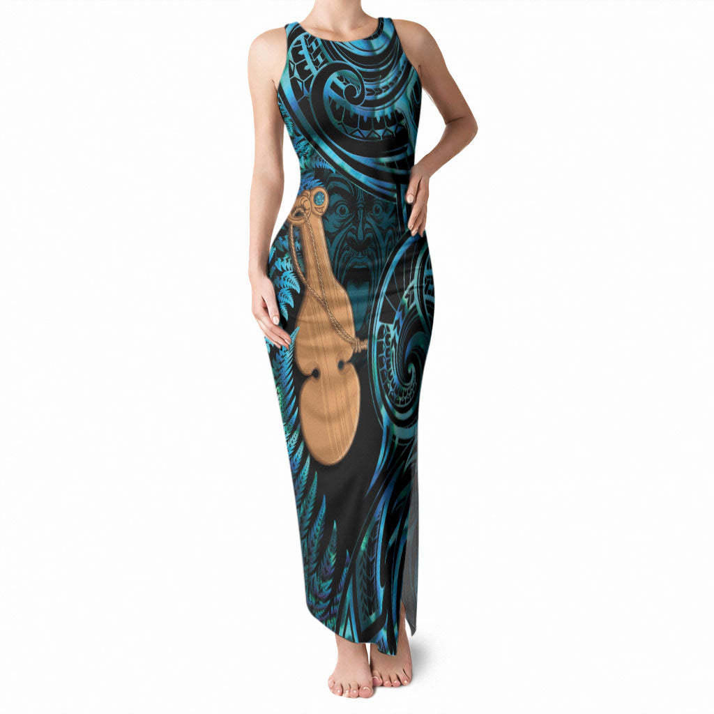 Kotiate New Zealand Tank Maxi Dress Maori Weapon Paua Shell Haka Fern LT14 Women Turquoise - Polynesian Pride