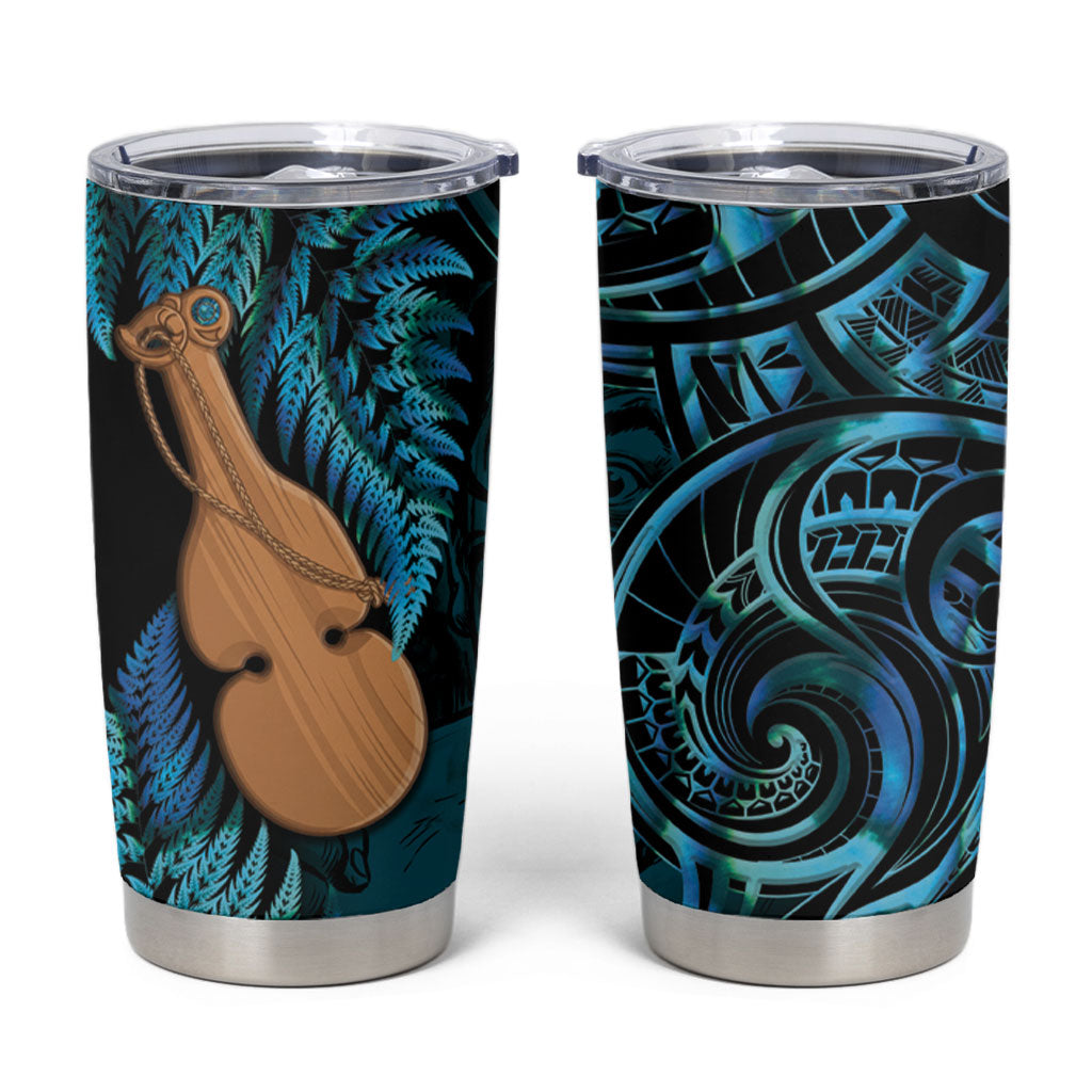 Kotiate New Zealand Tumbler Cup Maori Weapon Paua Shell Haka Fern LT14 Turquoise - Polynesian Pride