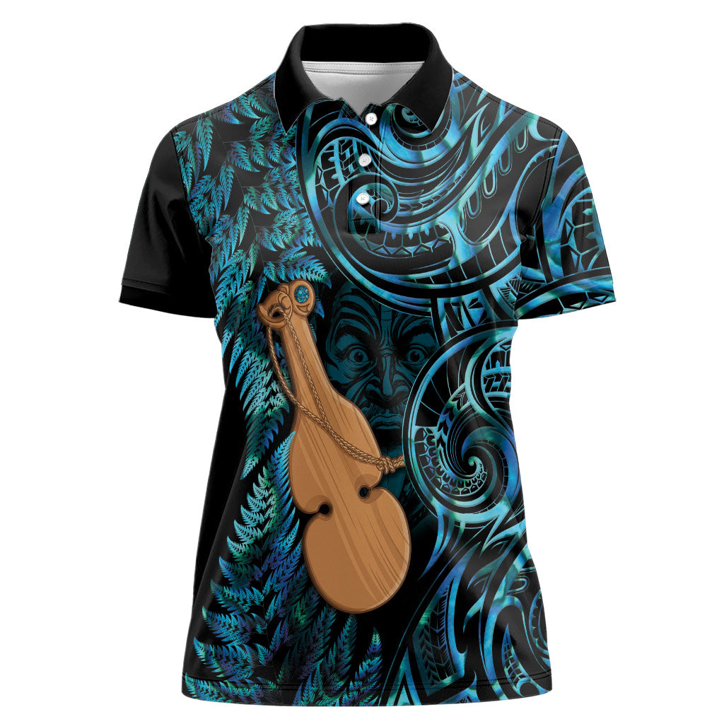 Kotiate New Zealand Women Polo Shirt Maori Weapon Paua Shell Haka Fern LT14 Female Turquoise - Polynesian Pride