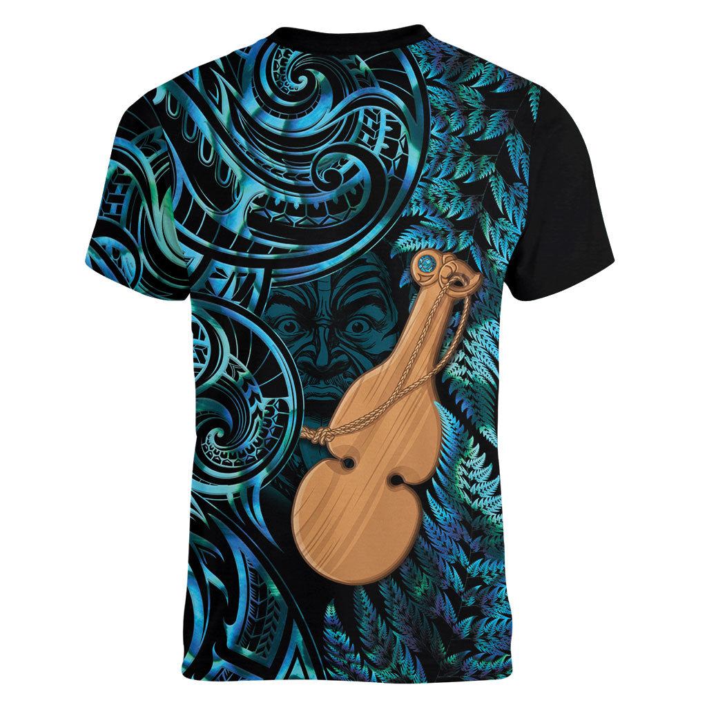 Kotiate New Zealand Women V-Neck T-Shirt Maori Weapon Paua Shell Haka Fern LT14 - Polynesian Pride