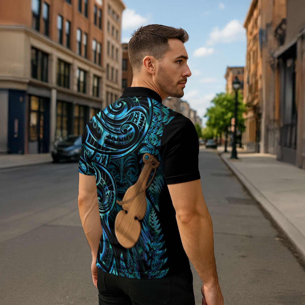 Kotiate New Zealand Zipper Polo Shirt Maori Weapon Paua Shell Haka Fern LT14 - Polynesian Pride