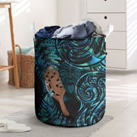 Maripi New Zealand Laundry Basket Maori Weapon Paua Shell Haka Fern LT14 Turquoise - Polynesian Pride