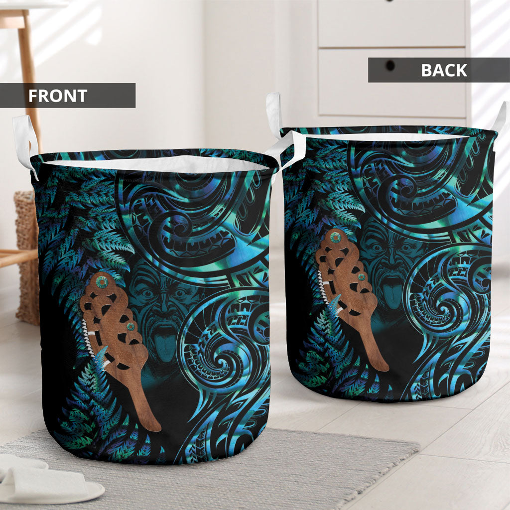 Maripi New Zealand Laundry Basket Maori Weapon Paua Shell Haka Fern LT14 - Polynesian Pride