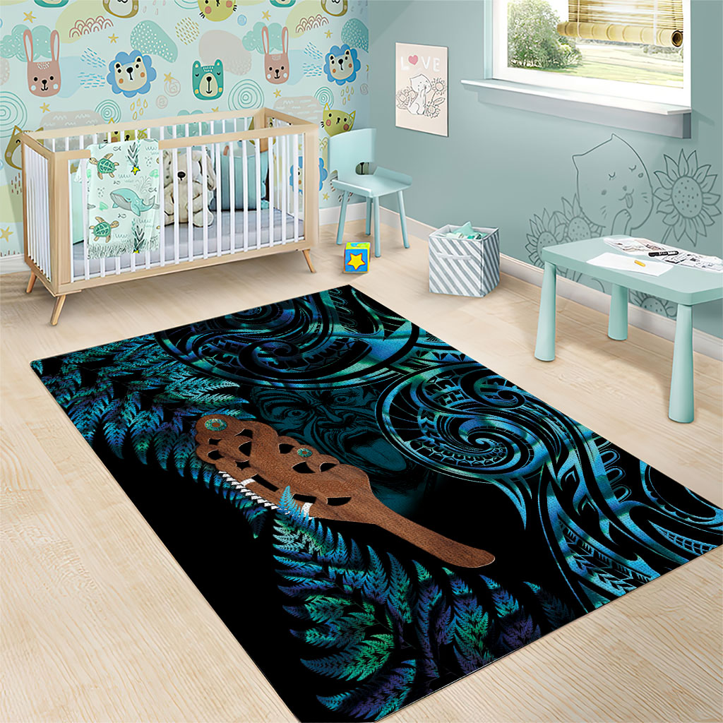 Maripi New Zealand Area Rug Maori Weapon Paua Shell Haka Fern