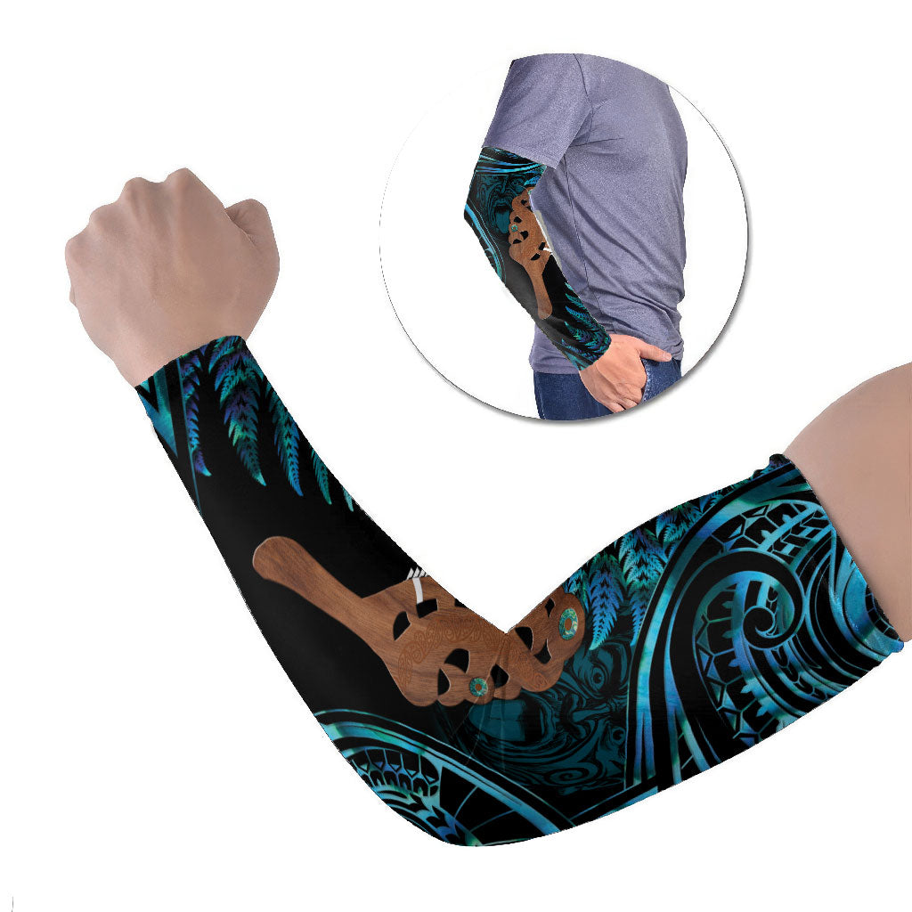 Maripi New Zealand Arm Sleeves Maori Weapon Paua Shell Haka Fern LT14 Set of 2 Turquoise - Polynesian Pride