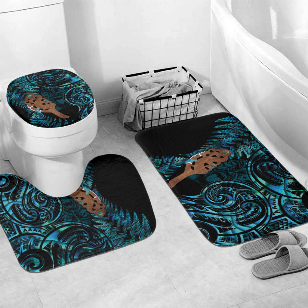 Maripi New Zealand Bathroom Set Maori Weapon Paua Shell Haka Fern LT14 Mat Set Only (3 pcs) One Size Turquoise - Polynesian Pride