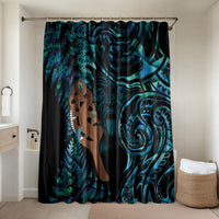 Maripi New Zealand Bathroom Set Maori Weapon Paua Shell Haka Fern LT14 Shower Curtain Only Turquoise - Polynesian Pride