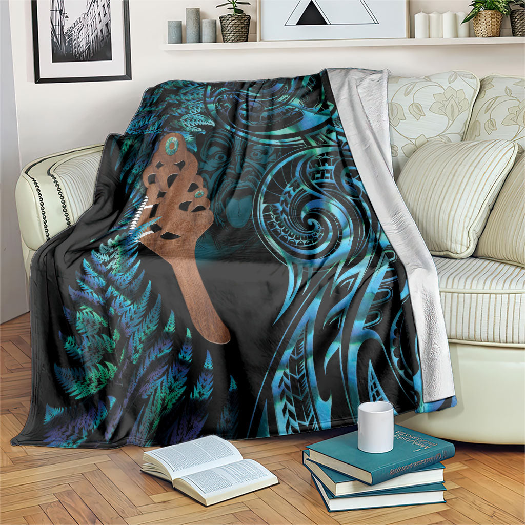 Maripi New Zealand Blanket Maori Weapon Paua Shell Haka Fern LT14 Turquoise - Polynesian Pride