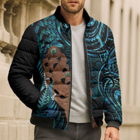 Maripi New Zealand Bomber Puffer Jacket Maori Weapon Paua Shell Haka Fern LT14 - Polynesian Pride