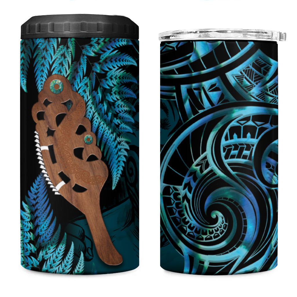Maripi New Zealand 4 in 1 Can Cooler Tumbler Maori Weapon Paua Shell Haka Fern LT14 One Size: 16 oz Turquoise - Polynesian Pride