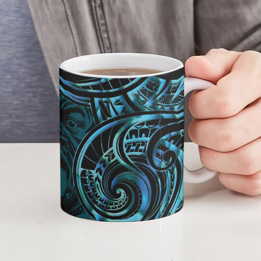 Maripi New Zealand Ceramic Mug Maori Weapon Paua Shell Haka Fern LT14 - Polynesian Pride