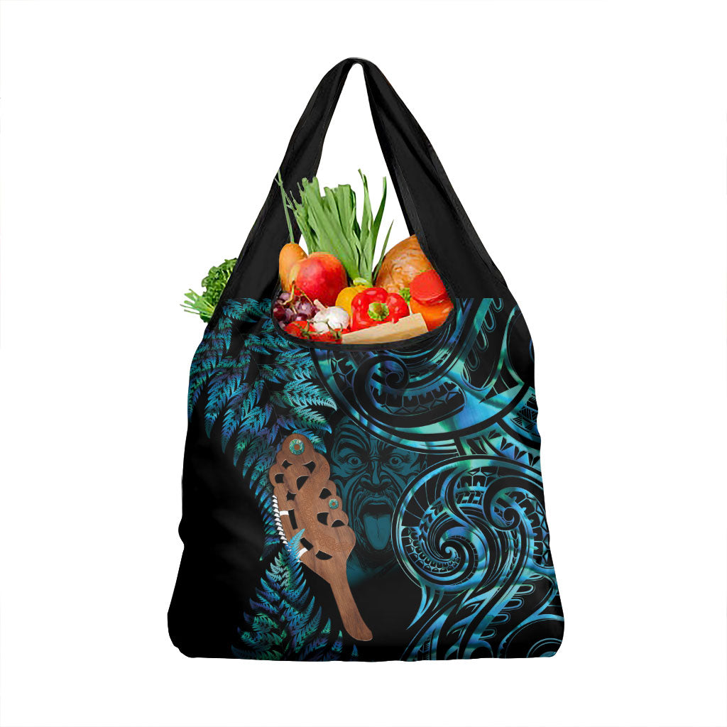 Maripi New Zealand Grocery Bag Maori Weapon Paua Shell Haka Fern LT14 1-pack One Size Turquoise - Polynesian Pride