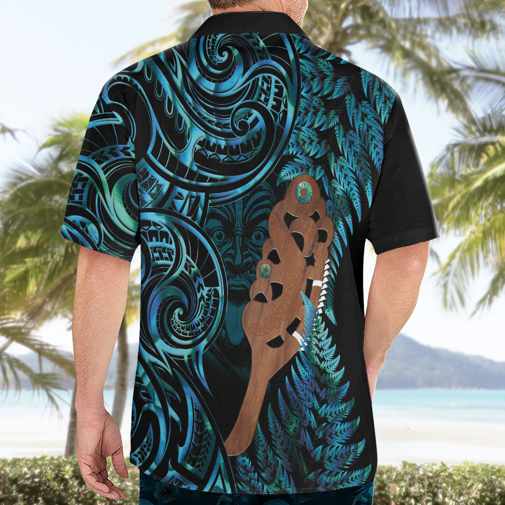 Maripi New Zealand Hawaiian Shirt Maori Weapon Paua Shell Haka Fern