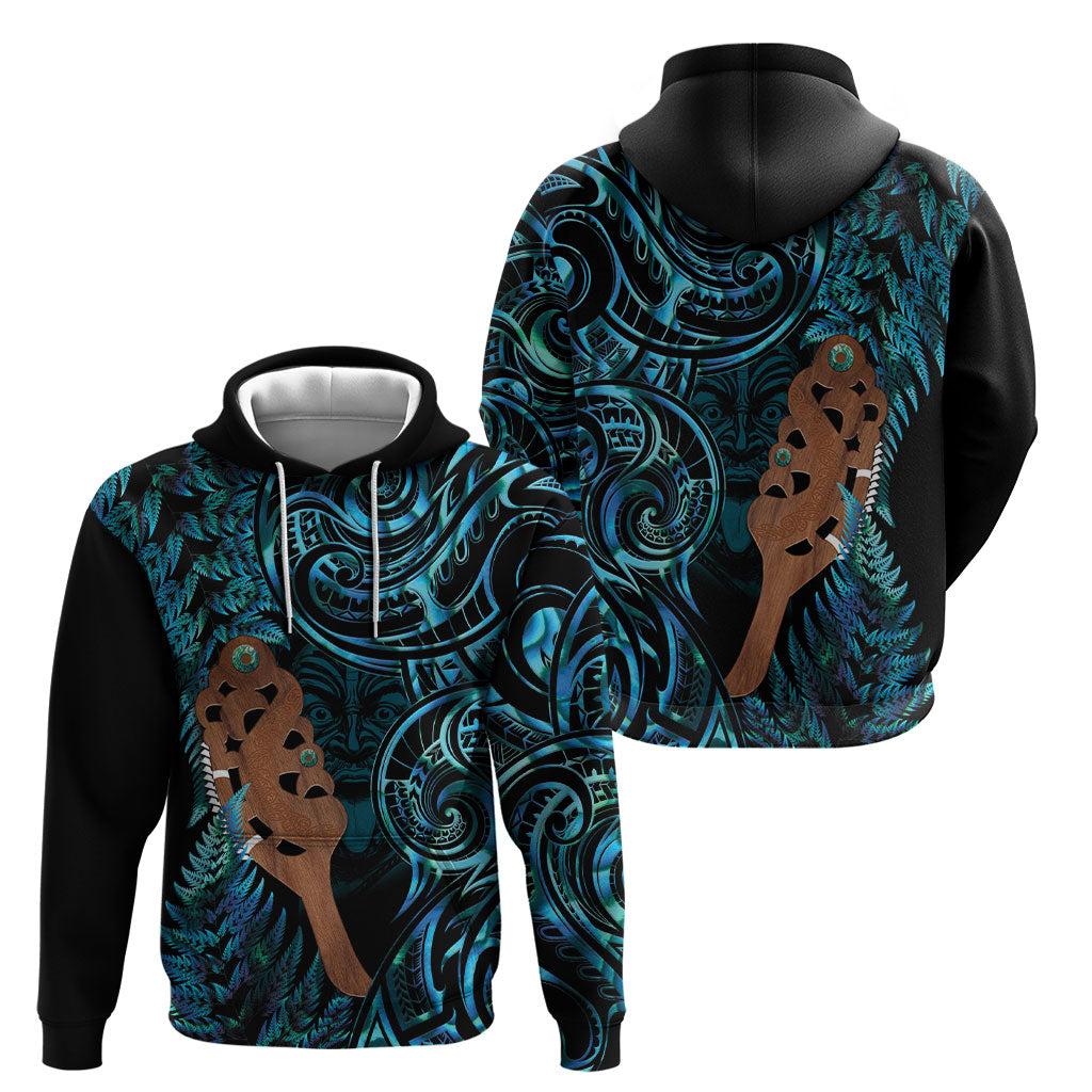 Maripi New Zealand Hoodie Maori Weapon Paua Shell Haka Fern