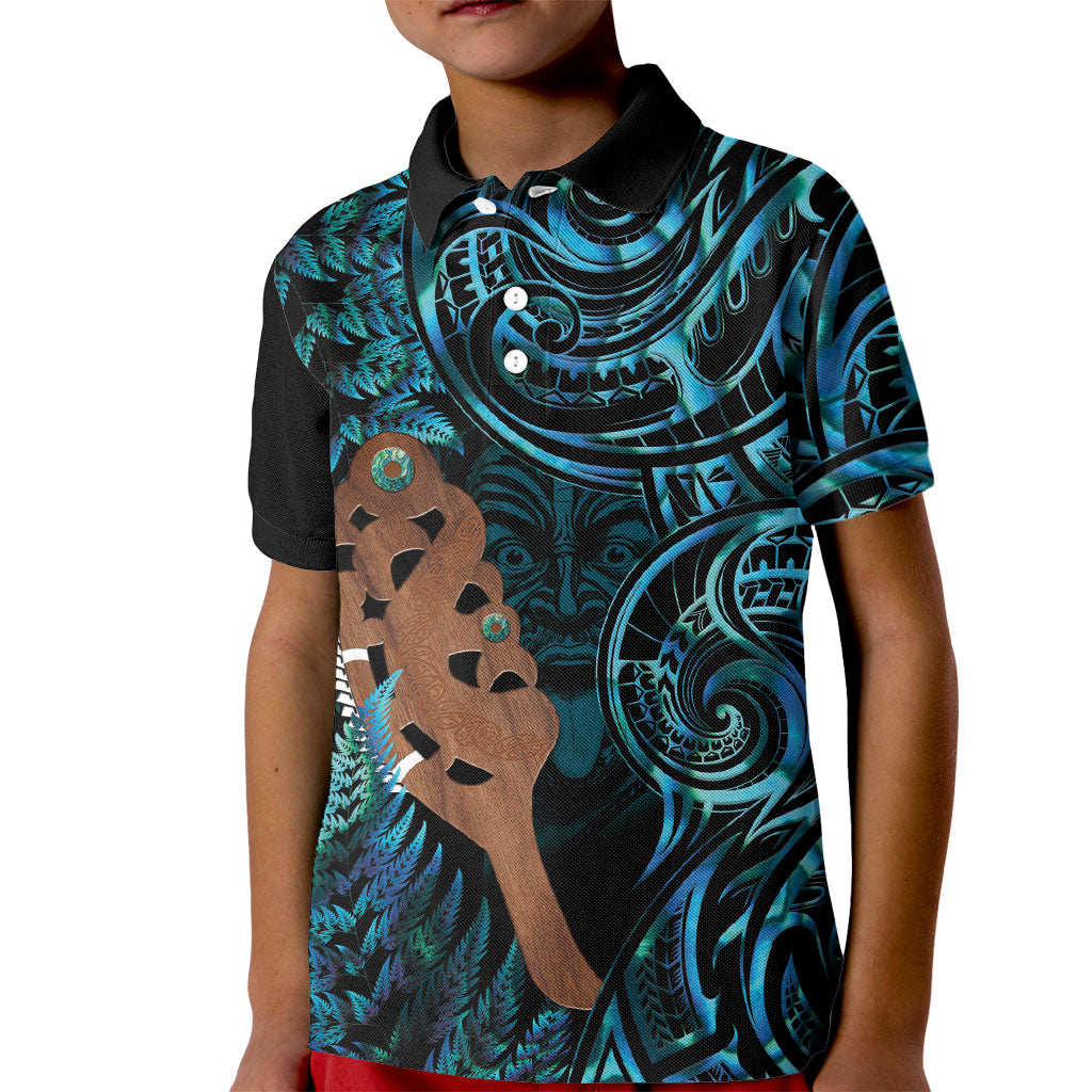Maripi New Zealand Kid Polo Shirt Maori Weapon Paua Shell Haka Fern LT14 Kid Turquoise - Polynesian Pride