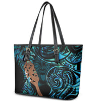 Maripi New Zealand Leather Tote Bag Maori Weapon Paua Shell Haka Fern LT14 - Polynesian Pride