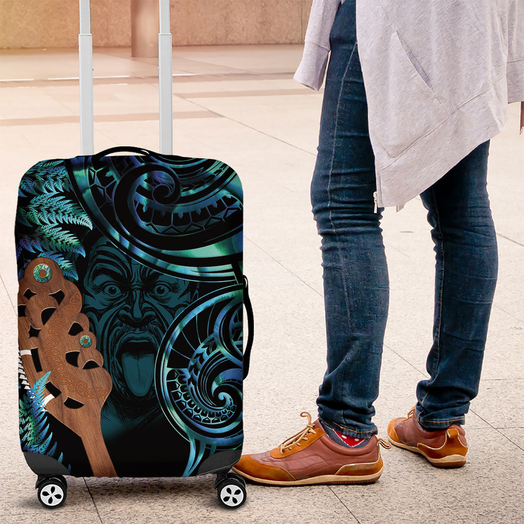 Maripi New Zealand Luggage Cover Maori Weapon Paua Shell Haka Fern LT14 Turquoise - Polynesian Pride