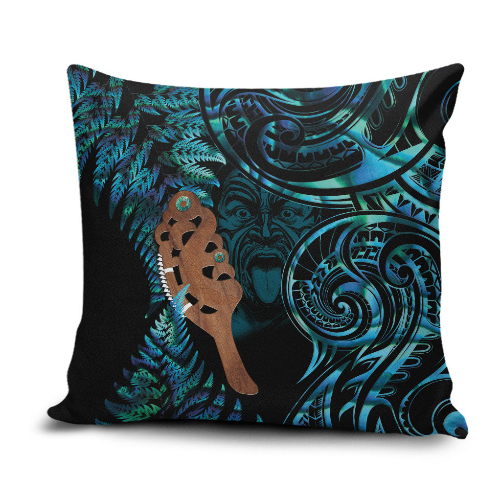 Maripi New Zealand Pillow Cover Maori Weapon Paua Shell Haka Fern LT14 Turquoise - Polynesian Pride