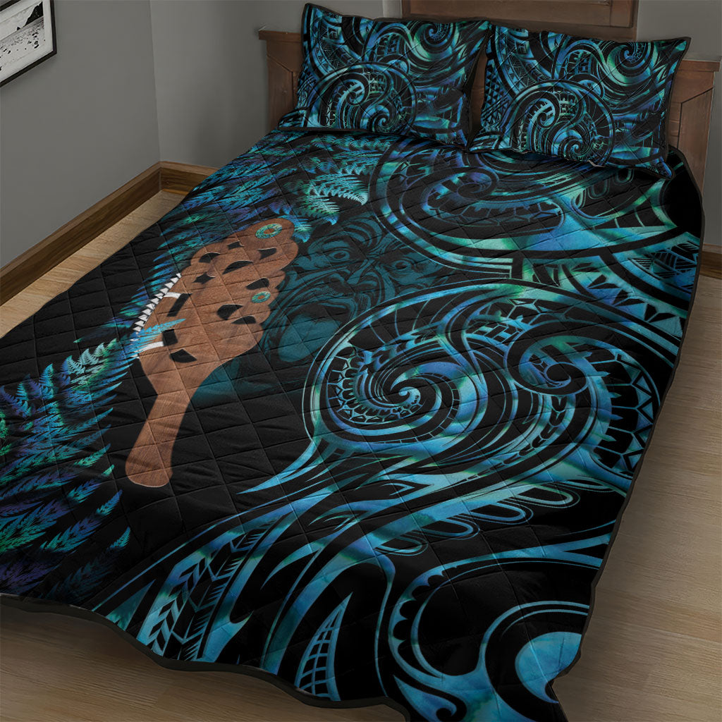 Maripi New Zealand Quilt Bed Set Maori Weapon Paua Shell Haka Fern