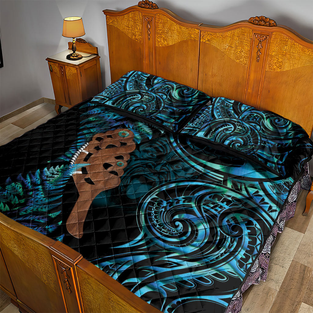 Maripi New Zealand Quilt Bed Set Maori Weapon Paua Shell Haka Fern