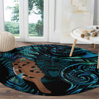 Maripi New Zealand Round Carpet Maori Weapon Paua Shell Haka Fern