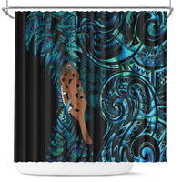Maripi New Zealand Shower Curtain Maori Weapon Paua Shell Haka Fern LT14 Turquoise - Polynesian Pride