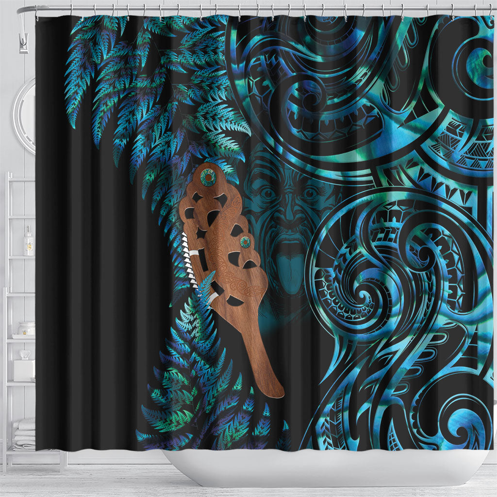 Maripi New Zealand Shower Curtain Maori Weapon Paua Shell Haka Fern LT14 - Polynesian Pride