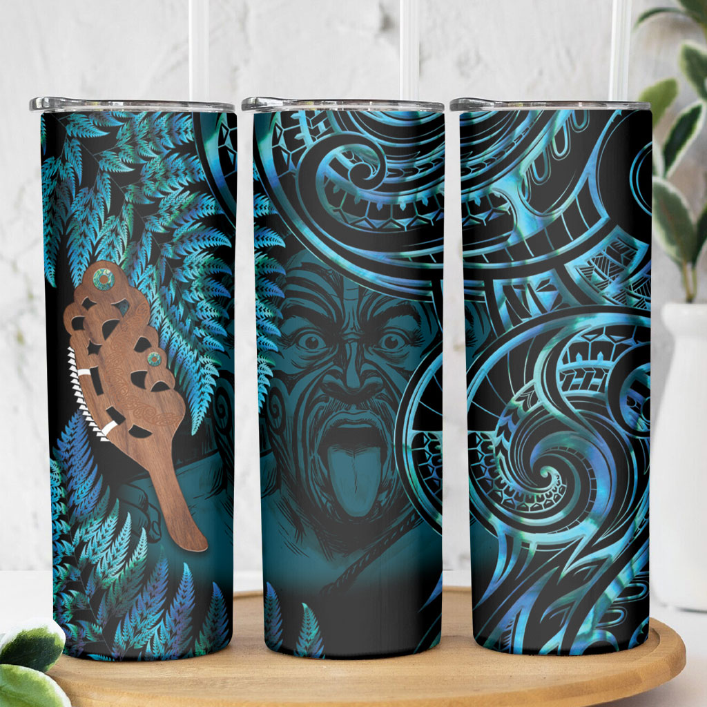 Maripi New Zealand Skinny Tumbler Maori Weapon Paua Shell Haka Fern LT14 - Polynesian Pride