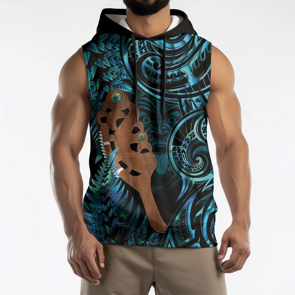 Maripi New Zealand Sleeveless Hoodie Maori Weapon Paua Shell Haka Fern LT14 - Polynesian Pride