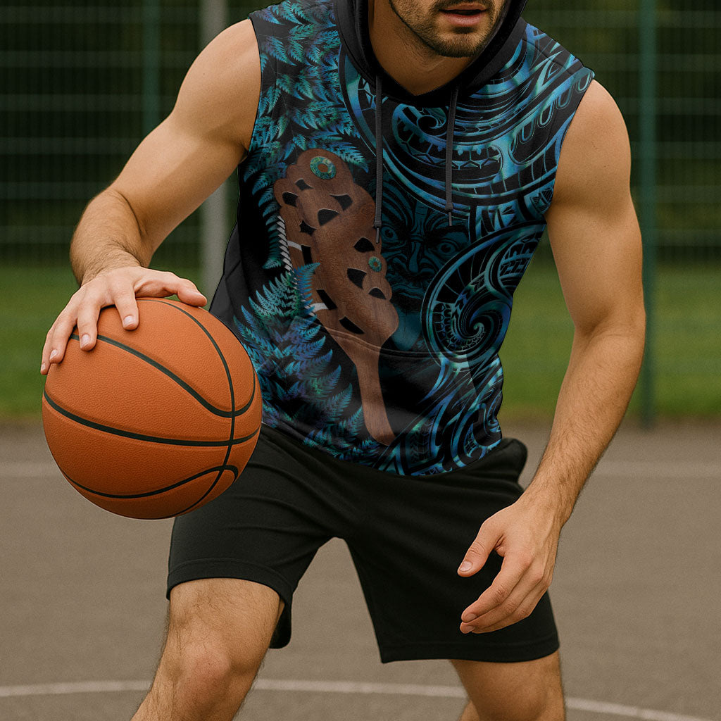 Maripi New Zealand Sleeveless Hoodie Maori Weapon Paua Shell Haka Fern LT14 - Polynesian Pride