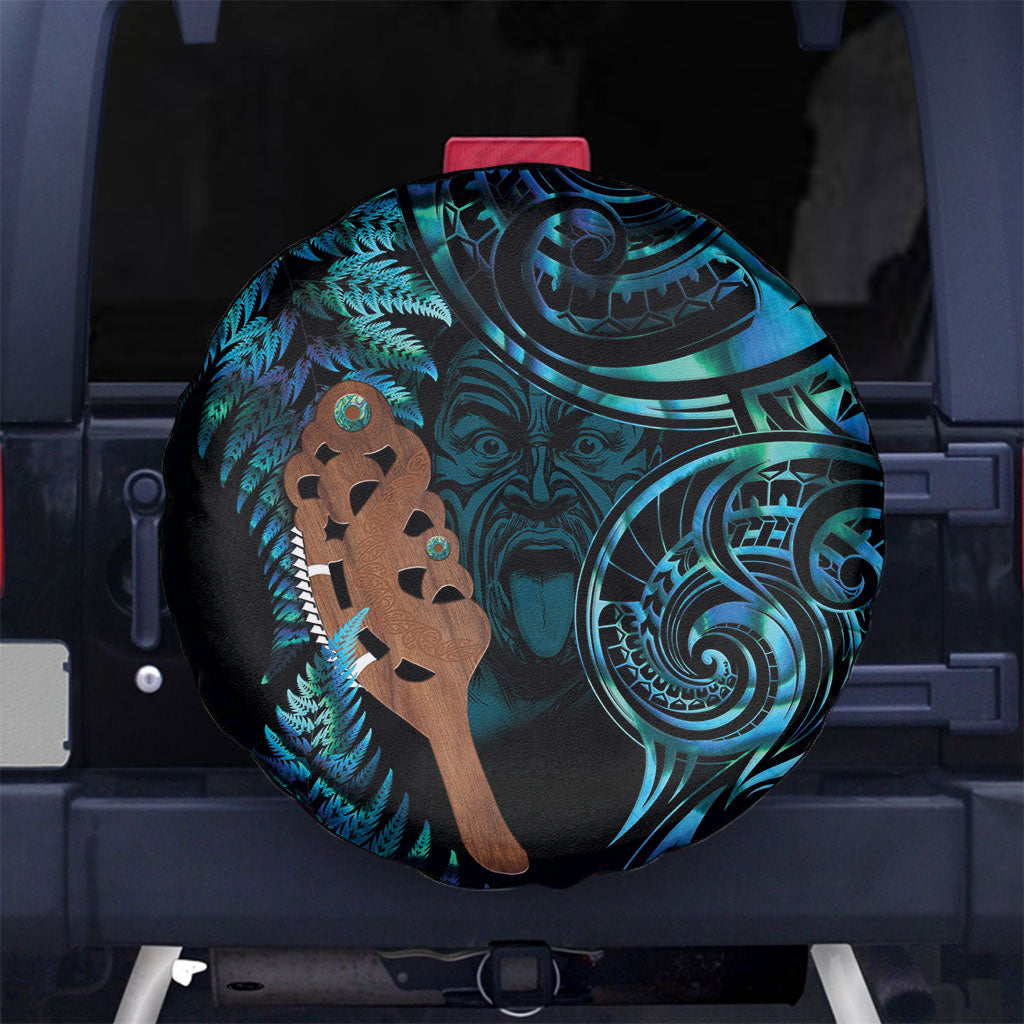 Maripi New Zealand Spare Tire Cover Maori Weapon Paua Shell Haka Fern LT14 No hole Turquoise - Polynesian Pride