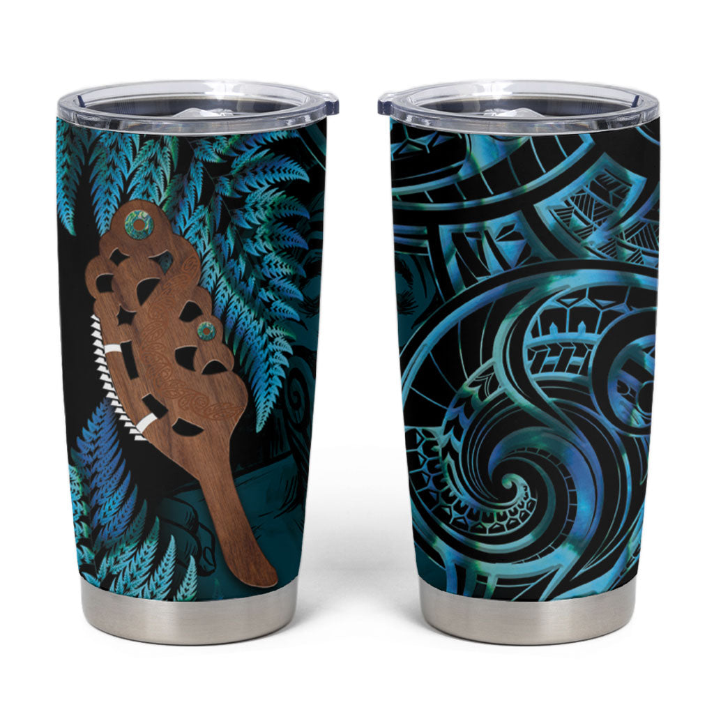 Maripi New Zealand Tumbler Cup Maori Weapon Paua Shell Haka Fern LT14 Turquoise - Polynesian Pride