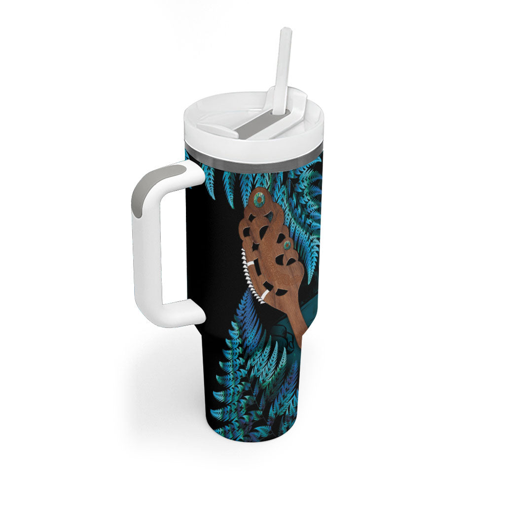 Maripi New Zealand Tumbler With Handle Maori Weapon Paua Shell Haka Fern LT14 - Polynesian Pride