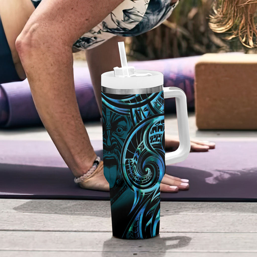 Maripi New Zealand Tumbler With Handle Maori Weapon Paua Shell Haka Fern LT14 - Polynesian Pride