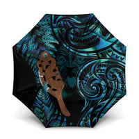 Maripi New Zealand Umbrella Maori Weapon Paua Shell Haka Fern LT14 One Size Folded 11.42 inch Opened Diameter 37.4 inch Turquoise - Polynesian Pride
