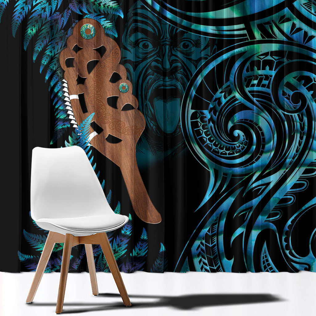Maripi New Zealand Window Curtain Maori Weapon Paua Shell Haka Fern