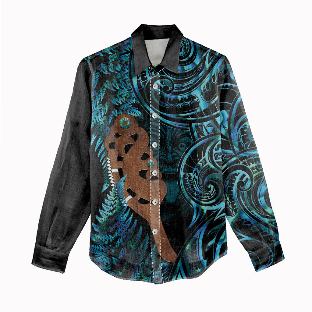 Maripi New Zealand Women Casual Shirt Maori Weapon Paua Shell Haka Fern LT14 - Polynesian Pride